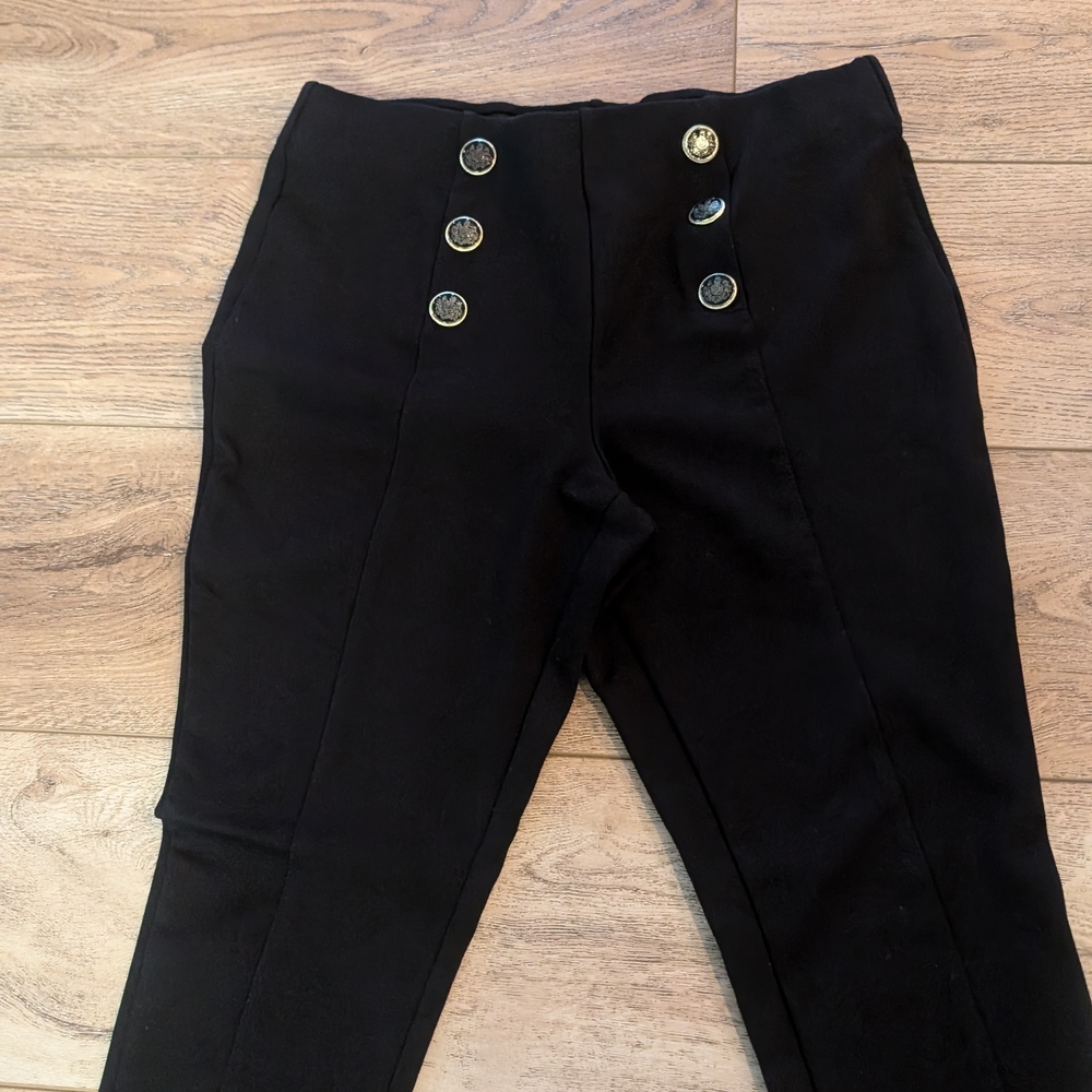 Truth Black Capris with Gold Buttons